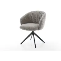 DELIFE Draaistoel Caja-Flex met armleuning bouclé zilver grijs kruisframe breed zwart 360° draaibaar pocketveer kern