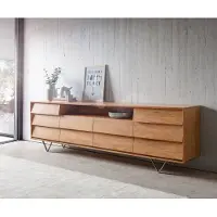 DELIFE Dressoir Eloi Acacia Natuur 240x40 cm 2 Deuren 6 Laden V-Poot RVS