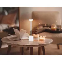 Globo Tafellamp Bijzetlamp metaal wit mat LED dimbaar oplaadbare batterij H34cm