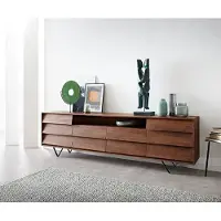 DELIFE Dressoir Eloi Acacia Bruin 240x40 cm 2 Deuren 6 Laden V-Poot Zwart