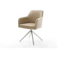 DELIFE Eetkamerstoel Greg-Flex microvelours beige vintage kruisframe breed roestvrij staal pocketveer kern
