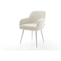 DELIFE Eetkamerstoel Greg-Flex teddy beige 4-poot conisch roestvrij staal pocketveer kern