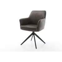 DELIFE Draaistoel Xana-Flex met armleuning microvelours antraciet vintage kruisframe breed zwart 360° draaibaar rocker-functie pocketveer kern