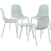 CLP Berdin Tuinset - voor de tuin - loungeset - Set van tafel Berea en 4 x stoel Hardin - UV-bestendig - Tuinmeubelen - turkis