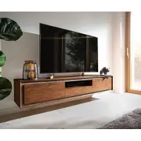DELIFE Tv-meubel Stonegrace 175 cm acacia bruin steenfineer 2 deuren 1 lade 1 legplank zwevend