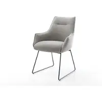 DELIFE Eetkamerstoel Alja-Flex met armleuning zachte stof met structuur grijs slipframe zwart pocketveer kern