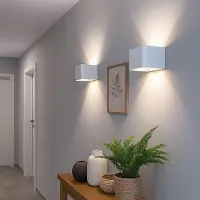 Globo Lighting LED wandlamp bewegingsmelder wandlamp oplaadbare batterij woonkamer hal licht omhoog & omlaag, verstelbare lichtkegel, wit, 1W 55Lm warm wit, LxBxH 10,2x10,2x8 cm, set van 2