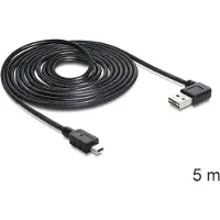 DeLOCK Mini USB naar Easy-USB-A haaks (links/rechts) kabel - USB2.0 - tot 2A / zwart - 5 meter
