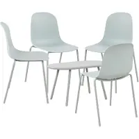 CLP Veldin tuinset - voor de tuin - loungeset - Set van tafel Berea en 4 x stoel Hardin - UV-bestendig - Tuinmeubelen - turkis
