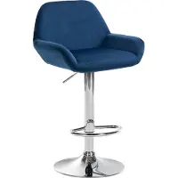 CLP Braga Barkruk - Met rugleuning - Verstelbaar - Fluweel - Velvet - chroom/blauw