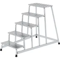MUNK Günzburger Steigtechnik -werkplatform, aluminium, gelaste buisconstructie, treden van trapplaat, antislip, tot 150 kg, tredeoppervlak B 550 x D 300 mm, 5 treden