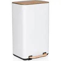 Hjh OFFICE Afvalbak / prullenbak CLEAN NATURA 30 l houtlook staal crème/walnoot