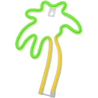 Forever Neon LED-lamp PALM, groen, oranje, modelnummer NNE04. Decoratieve lichtfiguur, groen, geel, kunststof, universeel, LED, USB