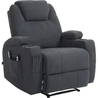 CLP Hepler Fauteuil - Met massagefunctie - Verstelbare rugleuning met voetensteun - TV-fauteuil met warmtefunctie - donkergrijs Stof