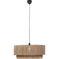 TRIO Japandi hanglamp zwart met bruin touw 60cm - Smilla