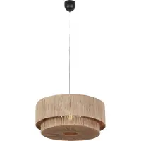 TRIO Japandi hanglamp zwart met bruin touw 60cm - Smilla