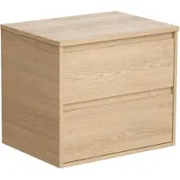 Vente-unique Meubel voor onder hangwastafel met plank - Eikenfineer - 60 cm - MILIPAM