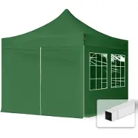 TOOLPORT 3x3 m Easy up partytent met zijwanden (4 vensters), donkergroen