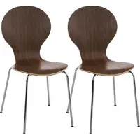 CLP Diego Set van 2 stapelstoelen Hout/walnoot