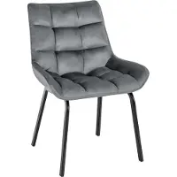 CLP Saranda Eetkamerstoel - klassiek - met zwart metalen frame - met rugleuning - Fluweel/donkergrijs