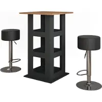 Vicco Repose Bartafel set – 65 x 65 cm met 2 barkrukken Eik goud/antraciet
