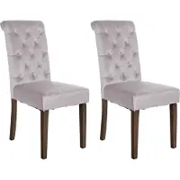 CLP Lisburn Set van 2 eetkamerstoelen - Zonder armleuning - grijs Fluweel