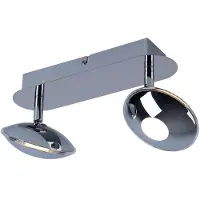 Globo Plafondlamp Spotverlichting Woonkamerlamp, 2 vlammen Spots beweegbaar, gesatineerd chroom, 2x LED 6W 350Lm 3200K, LxBxH 25x11x15cm