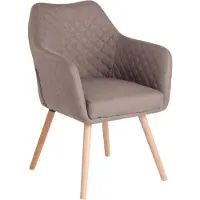 CLP Esszimmerstoel Gent met armleuningen, fauteuil met houten frame, moderne keukenstoel in taupe met een naturel gekleurd frame