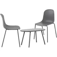 CLP Veldin tuinset - voor de tuin - loungeset - Set van tafel Berea en 2 x stoel Hardin - UV-bestendig - Tuinmeubelen - donkergrijs