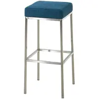 CLP Montreal E80 Barkruk - Stof blauw roestvrij staal