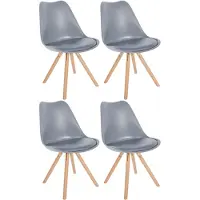CLP Sofia Set van 4 Eetkamerstoelen - Zonder armleuning - Kunststof - grijs natura (ronde)