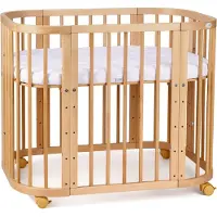 Waldin Multifunctioneel 5 in 1 Babybed / peuterbed incl. matras - Naturel