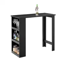 SoBuy FWT17-II-SCH Keukenwerkblad, bartafel, eettafel met 3 opbergplanken, staande tafel voor kleine ruimtes, hoge presentatietafel, zwart, afmetingen (b x h x d) ongeveer 112x106x57 cm