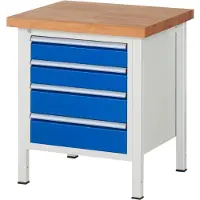 RAU Werkbank serie 8162, in hoogte verstelbaar, 4 schuifladen, B 750 x D 700 x H 840 - 1040 mm