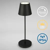 B.K.Licht Tafellamp voor buiten LED accu tafellamp met touchdimmer Kunststof metaal met USB-kabel en ingebouwde batterij IP54 Ø 12 cm (1 stuk)