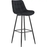 CLP Dartford Barkruk - Met rugleuning - Met voetsteun - Metalen frame - zwart Fluweel