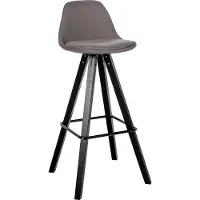 CLP Corbin Barkruk - Met rugleuning - Hout Vierkant frame - Stof - zwart/taupe