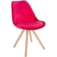 CLP Sofia Eetkamerstoel - Zonder armleuning - Velvet - Fluweel - rood natura (ronde)