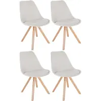 CLP Sofia Set van 4 Eetkamerstoelen - Zonder armleuning - Stof - creme natura (vierkant)