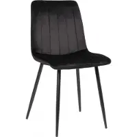 CLP Essstoel, bekleed met fluweel, model Dijon, met sierstiksels en vloerbeschermers, kleur zwart. Materiaal: fluweel