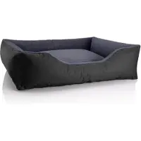 BedDog hondenbed TEDDY, hondenbank, wasbaar hondenbed met rand, hondenkussen, THE-ROCK (zwart/grijs), (XL), ongeveer 100x85x23 cm