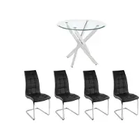 Vente-unique Tafelset met eettafel COSIMA + 2 stoelen NADYA - Zwart