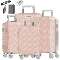 Kesser Kofferset 4-delig | Reiskoffer met Wielen inclusief Paspoorthouder & kofferweegschaal & bagagelabel | Trolley Reiskofferset met groote Koffers & Handbagage / Ruimbagage - Nude Grey