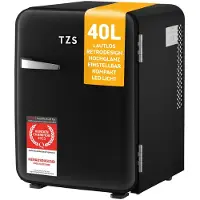 TZS First Austria Mini koelkast - Minibar - 40 liter - Vrijstaand - Volledig stil 22dB - Retro - Zwart
