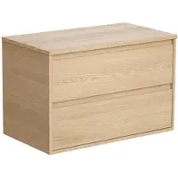 Vente-unique Meubel voor onder hangwastafel met plank - Eikenfineer - 80 cm - MILIPAM