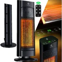 Kesser Elektrische Ventilatorkachel 2000W - Sfeervolle Terrasverwarmer 15-30°C Elektrische Verwarming met afstandsbediening en Timer Keramische Kachel - Zwart