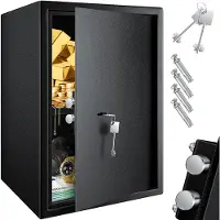 Kesser Kluis met sleutelslot - mechanische Muurkluis 50x35x31 cm Safe - Klusje met 2 Sleutels & Bevestigingsschroeven - Zwart