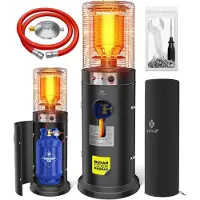 Kesser Gaskachel KE12 Gasverwarmer 10 kW - mobiele Kachel roestvrij staal Gas Terrasverwarmer inclusief beschermhoes - Zwart
