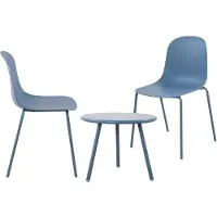 CLP Mindin tuinset - voor de tuin - loungeset - Set van tafel Minot en 2 x stoel Hardin - UV-bestendig - Tuinmeubelen - blauw