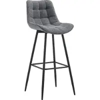 CLP Dartford Barkruk - Met rugleuning - Met voetsteun - Metalen frame - donkergrijs Stof